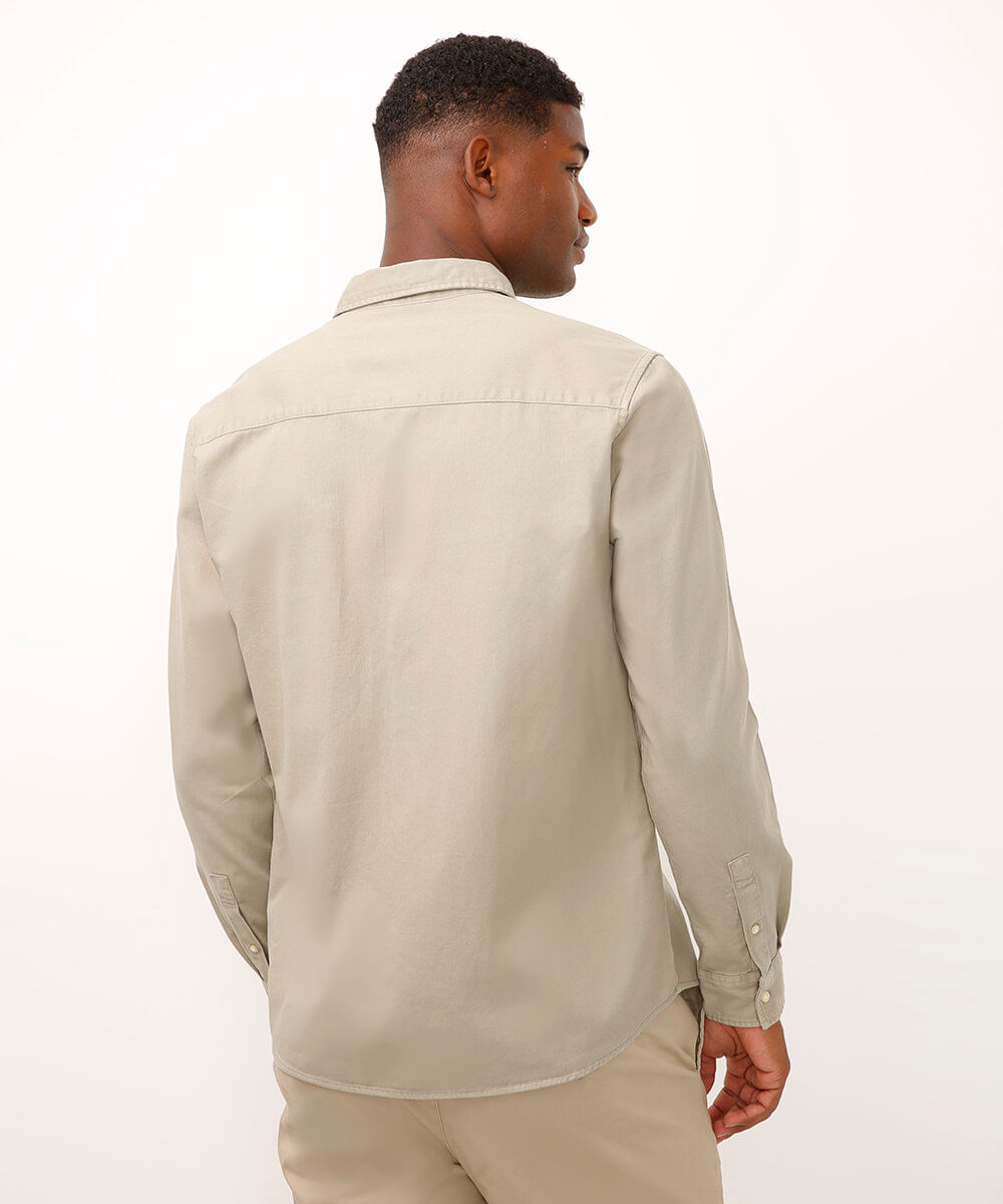 camisa comfort de sarja manga longa verde