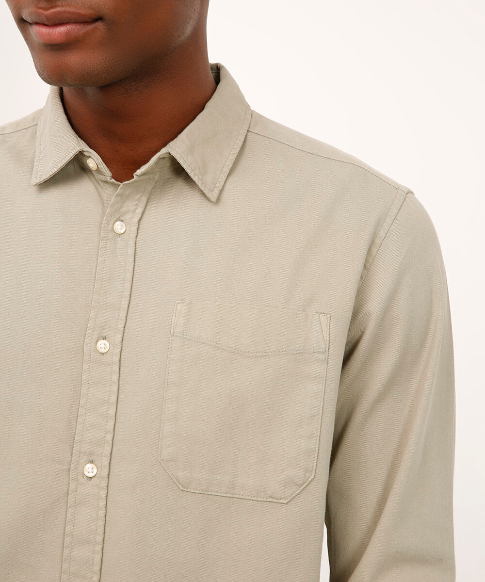 camisa comfort de sarja manga longa verde