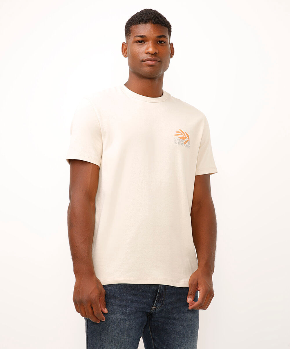 camiseta comfort de algodão everything is temporary bege