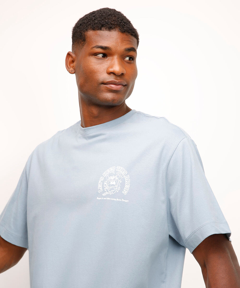 camiseta comfort de algodão tasmania azul