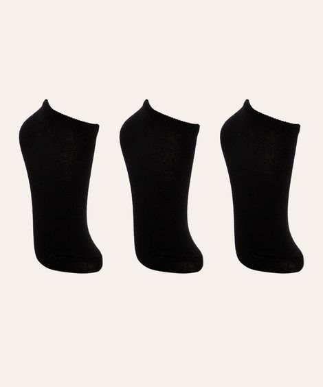 kit de 3 meias cano baixo preto