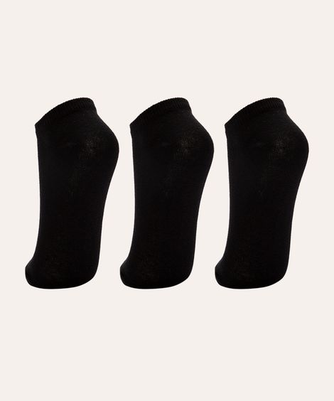 kit de 3 meias cano baixo preto
