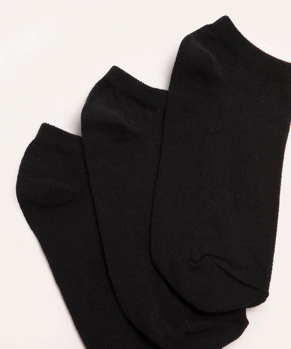 kit de 3 meias cano baixo preto