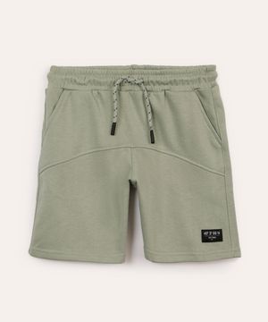 bermuda de moletom infantil com recorte verde
