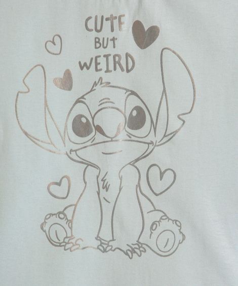 blusa de algodão infantil manga curta stitch azul