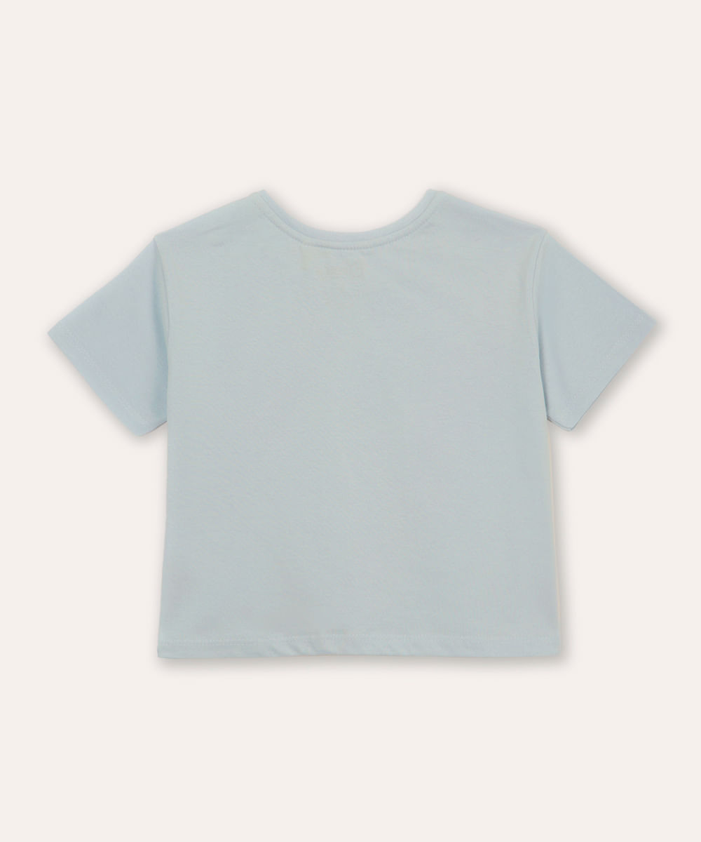 blusa de algodão infantil manga curta stitch azul