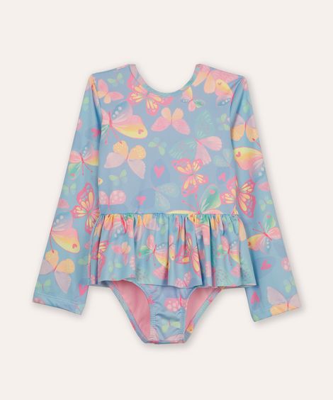 maiô infantil borboletas proteção uv azul