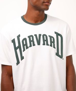 camiseta relaxed de algodão harvard off white