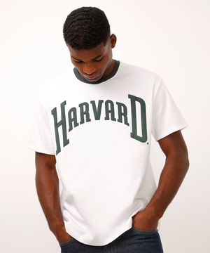 camiseta relaxed de algodão harvard off white