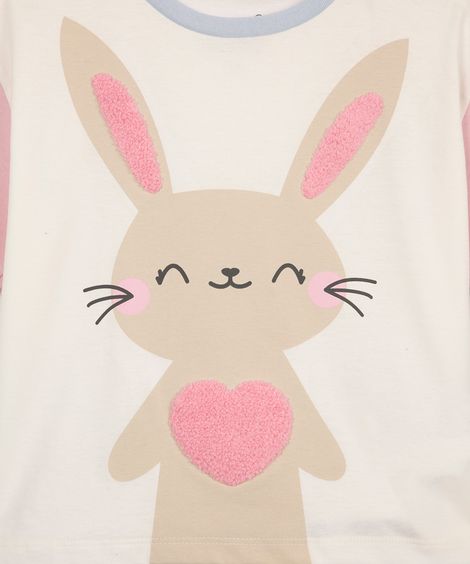 pijama curto infantil coelho off white
