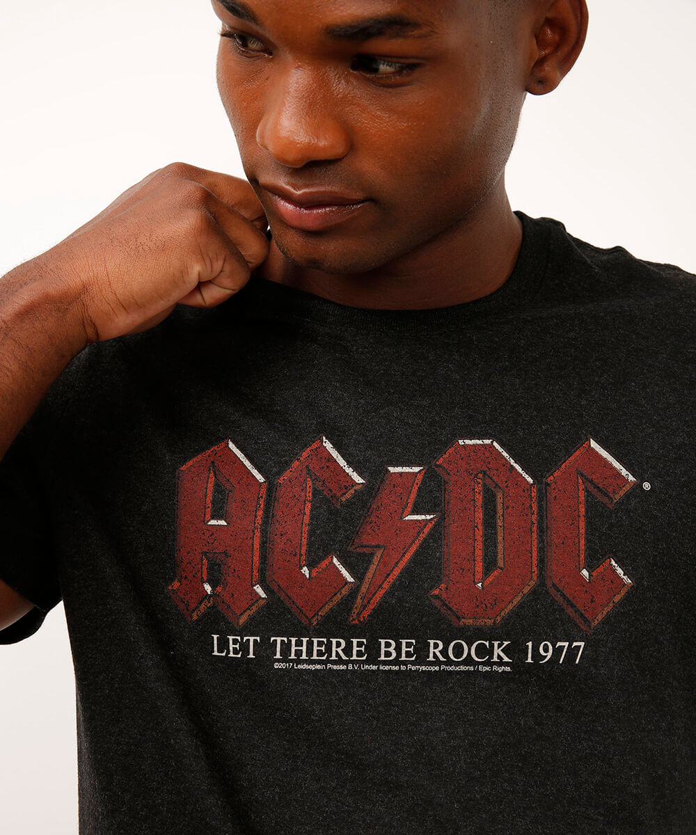 camiseta comfort de algodão acdc cinza