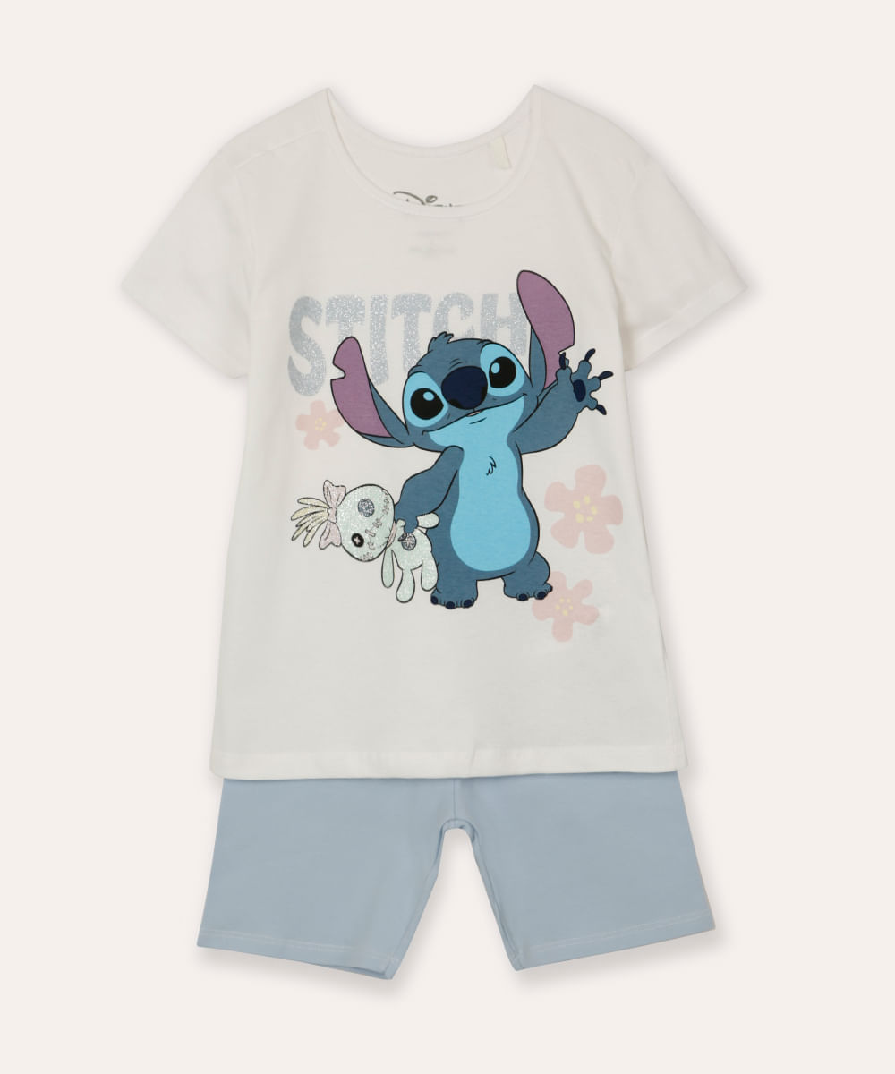 conjunto infantil curto stitch off white