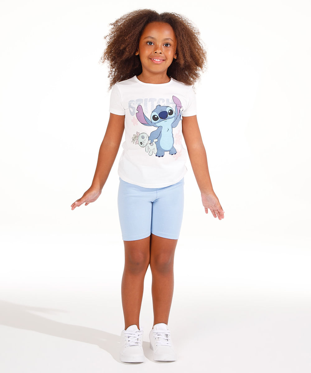 conjunto infantil curto stitch off white