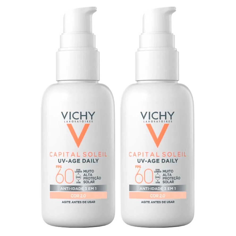 Vichy UV-Age Daily Kit com 2 Unidades – Protetor Solar Facial com Cor FPS60 – 2.0