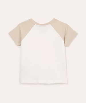 camiseta de algodão infantil manga raglan bicolor bege