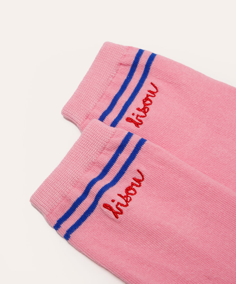 meia cano longo listrada bisou rosa