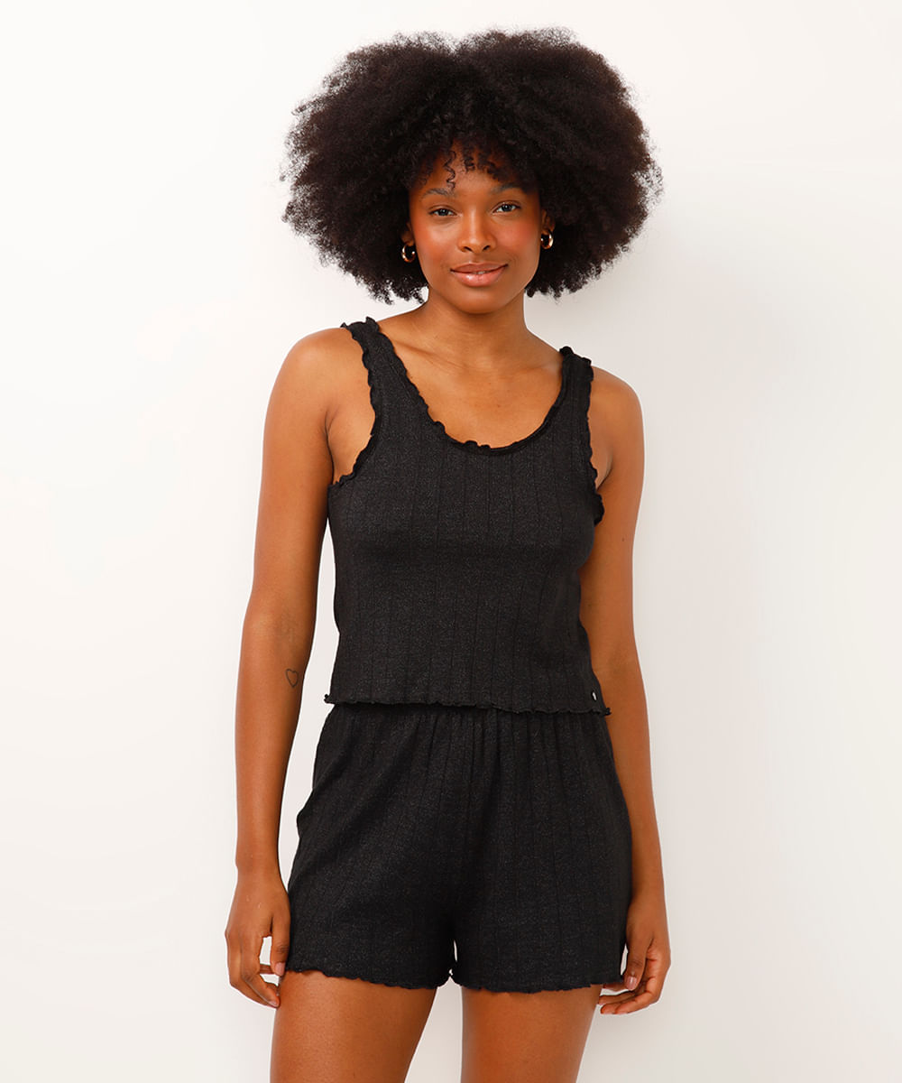 pijama curto regata preto