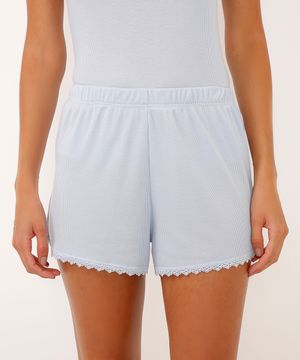 short de pijama curto com renda azul