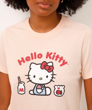 camiseta de pijama manga curta hello kitty rosa