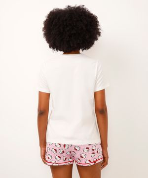 pijama short doll de algodão hello kitty off white