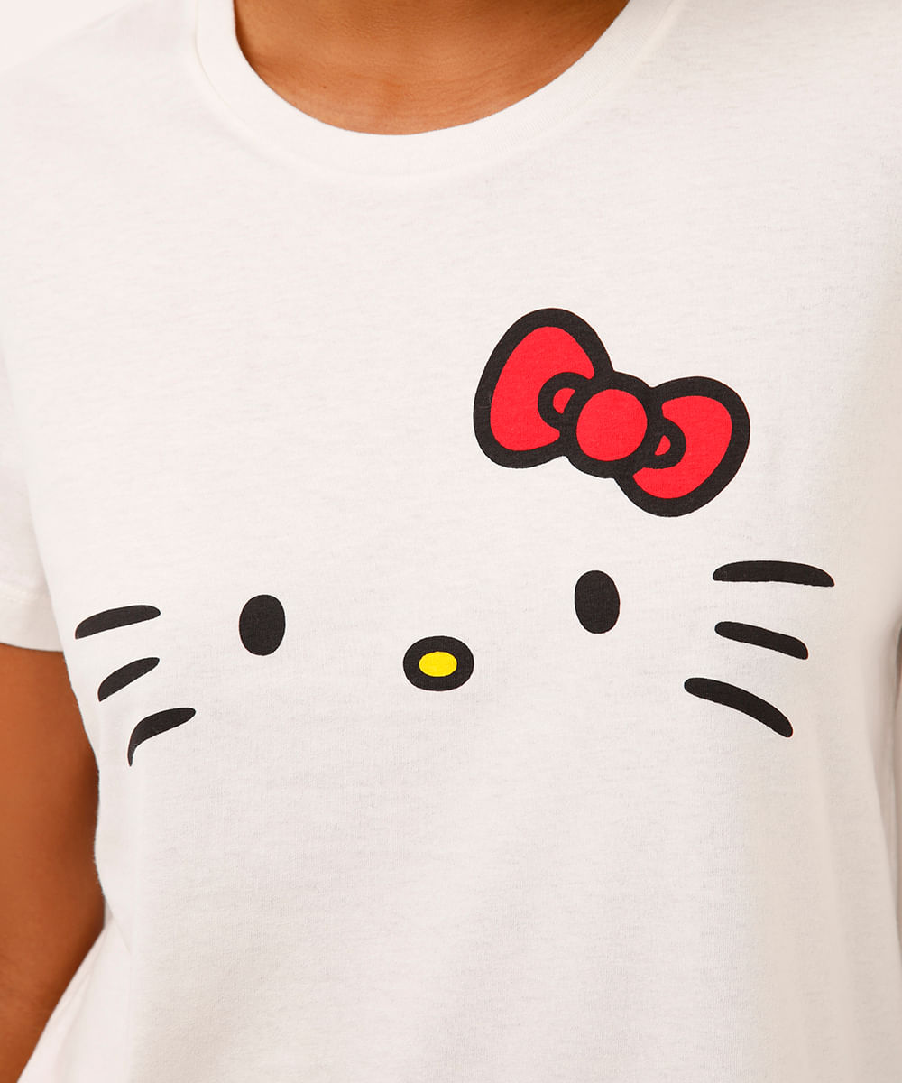 pijama short doll de algodão hello kitty off white