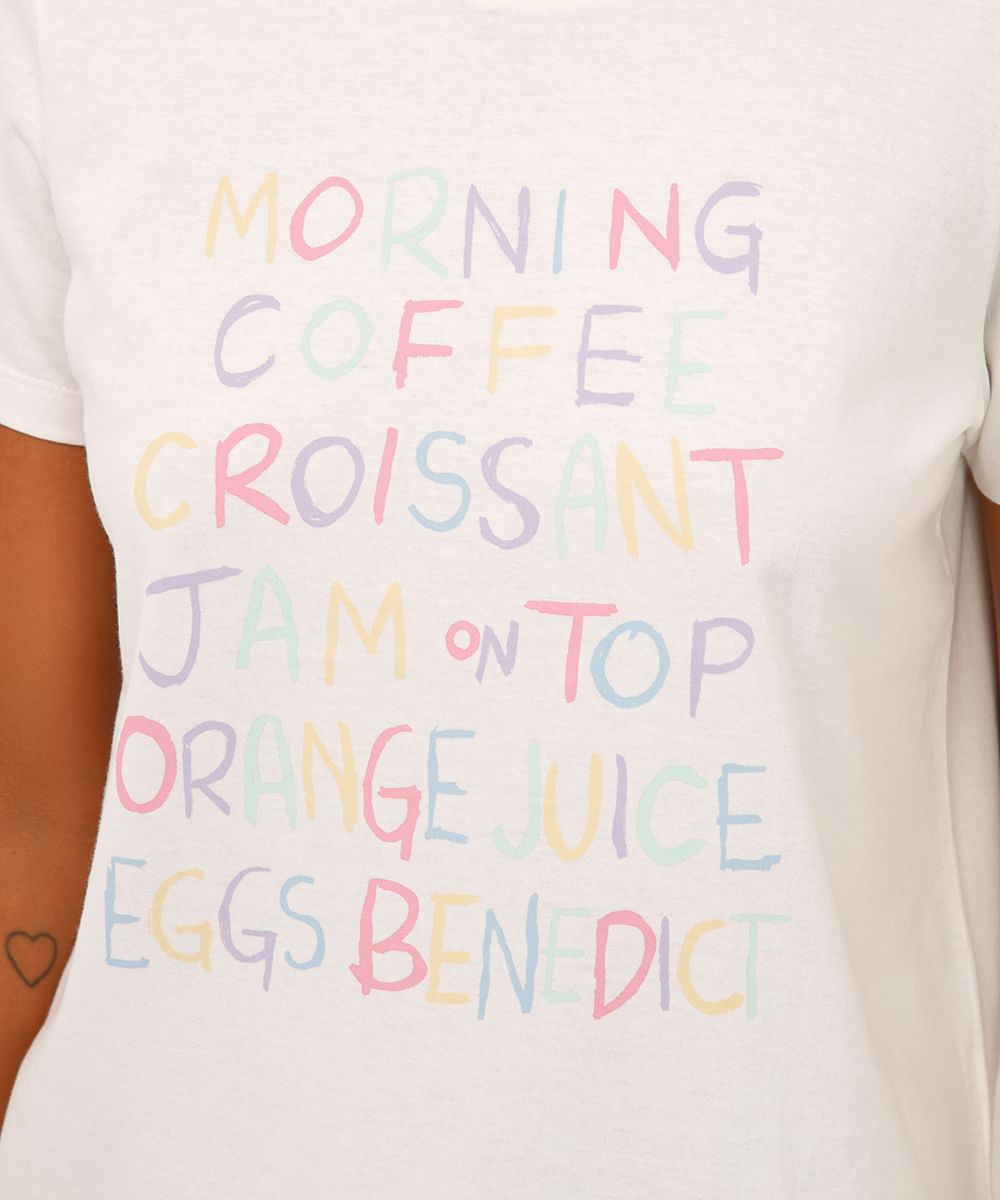 camiseta de pijama morning coffee off white