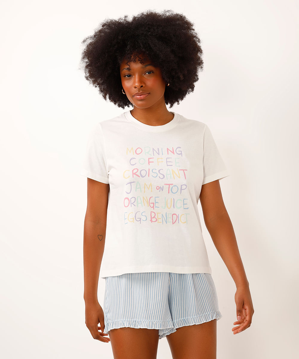 camiseta de pijama morning coffee off white