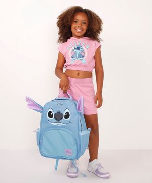 conjunto de moletom infantil stitch rosa