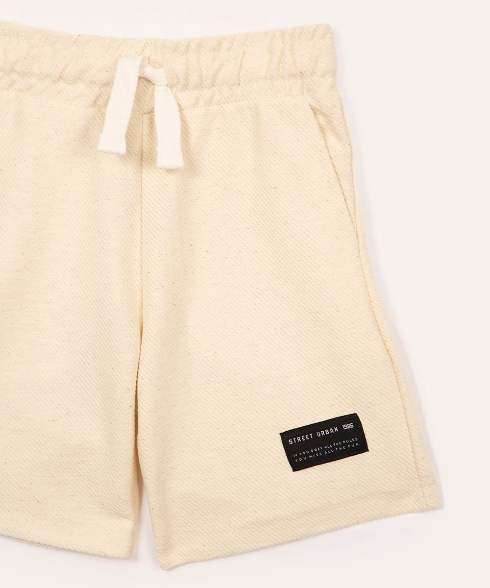 bermuda de algodão infantil com bolsos cru