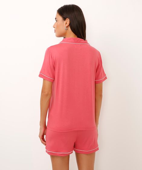 pijama americano de viscose curto rosa