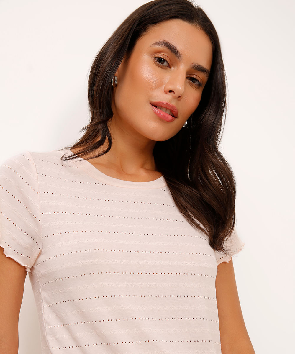 pijama short doll texturizado rosa