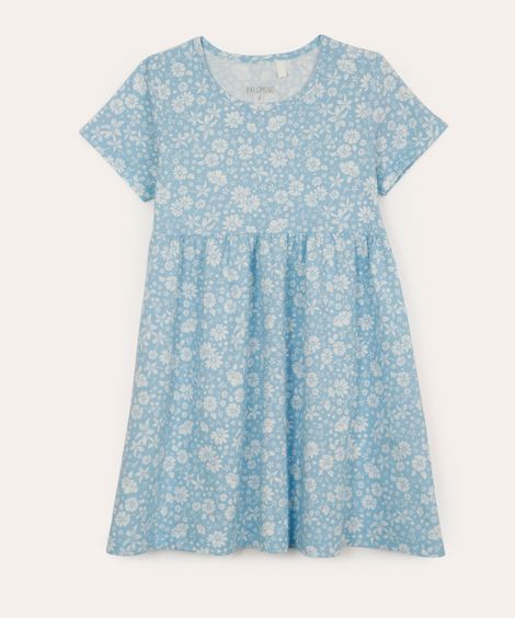 vestido de algodão infantil floral azul