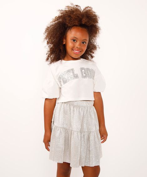cropped infantil de algodão feel good manga curta off white