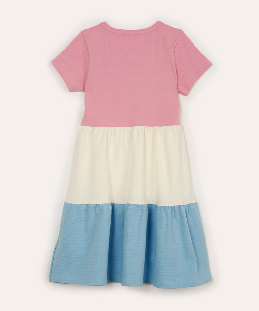 vestido infantil de algodão texturizado colorido