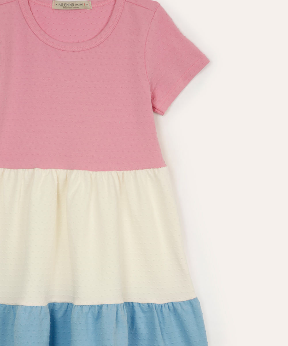 vestido infantil de algodão texturizado colorido