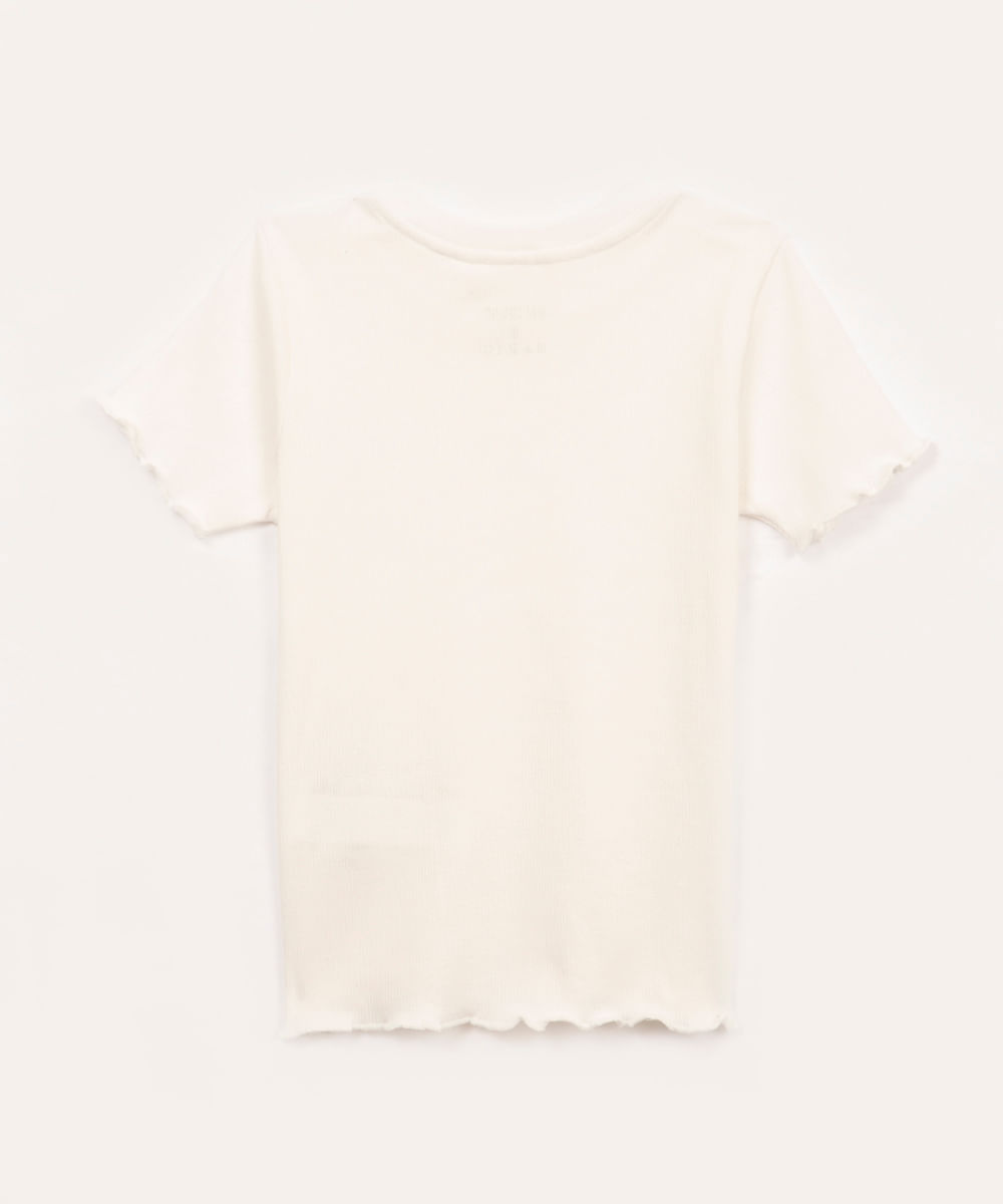 blusa infantil de algodão com brilho manga curta off white