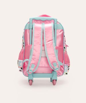 mochila personalizável infantil com rodinhas bolso holográfico luluca colorida