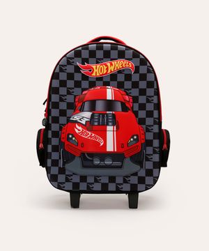 mochila com rodinhas infantil hot wheels - preto