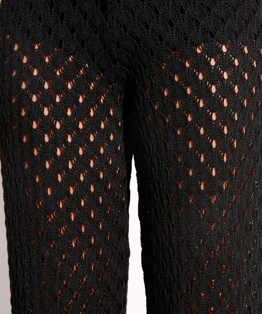 calça reta de tricot mindset preta