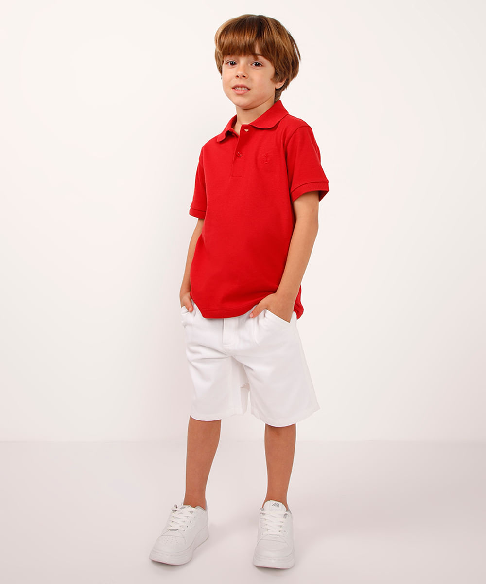 bermuda de sarja infantil bolsos chino off white
