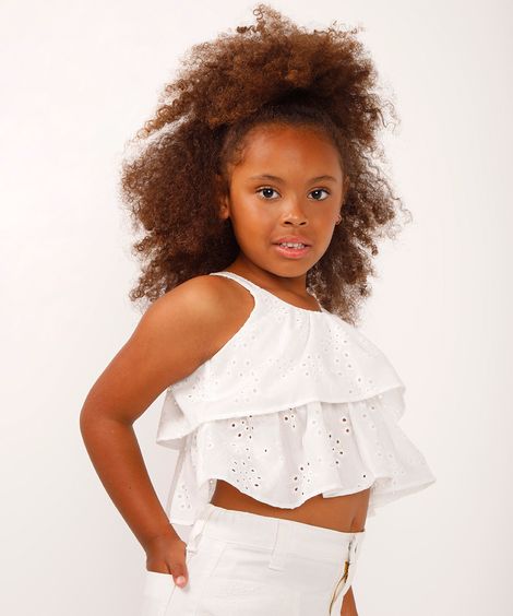 cropped infantil de laise off white