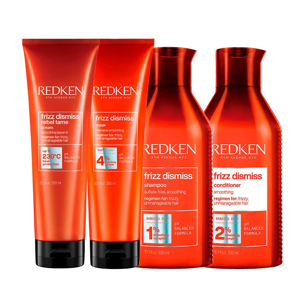 Kit Redken Frizz Dismiss - Shampoo 300ml + Condicionador 300ml + Máscara 250g + Leave-In 250ml