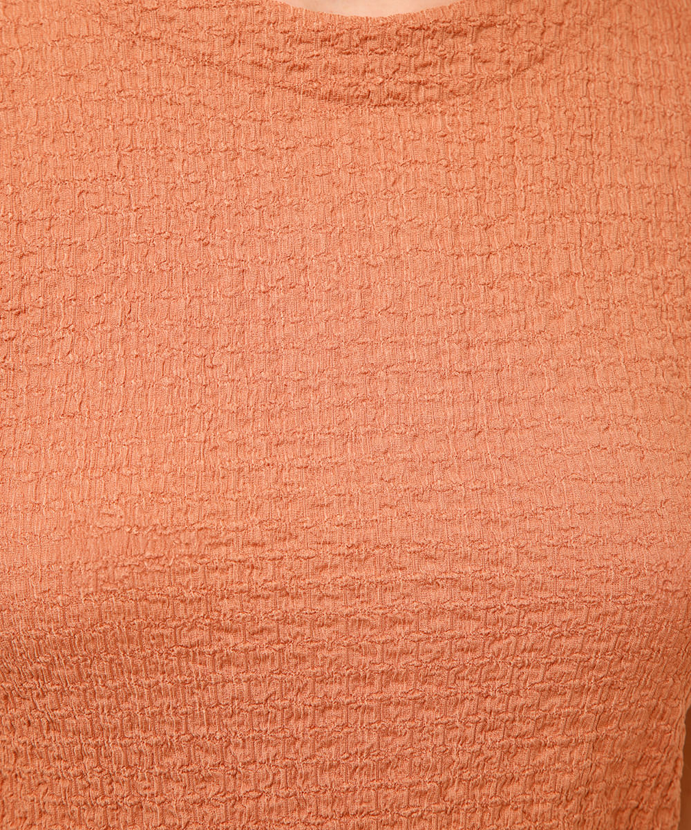 blusa manga bufante texturizada rosa