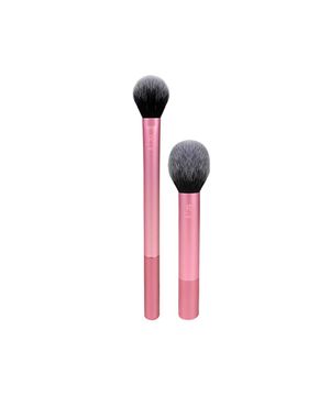 Kit Pincéis Para Contorno E Blush Real Techniques - Pincel Para Contorno Setting Brush Rosa e Pincel Para Blush Ultra Plush Rosa