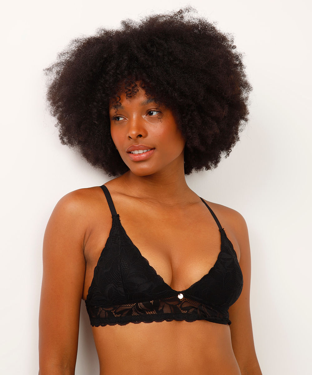 Kit de 2 sutiãs triângulo bojo removível rendado colorido