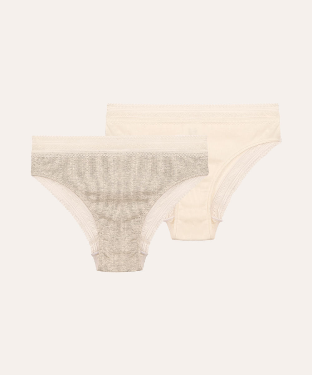 kit de 2 calcinhas biquíni com renda - sortido (kit)