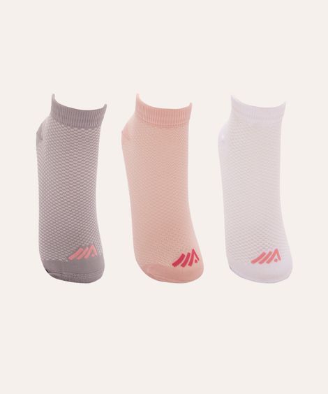 kit de 3 pares de meias respiráveis cano baixo ace colorida