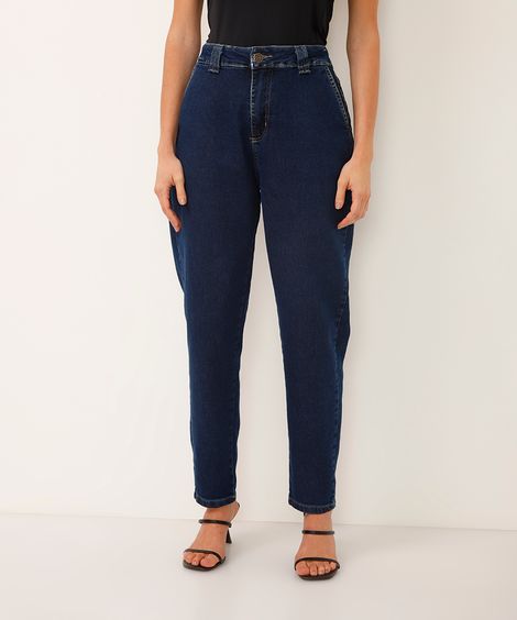 calça mom jeans cintura alta sawary azul