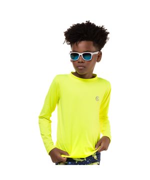 Camiseta Praia Bebê e Infantil Proteção UV Amarelo Neon Costão