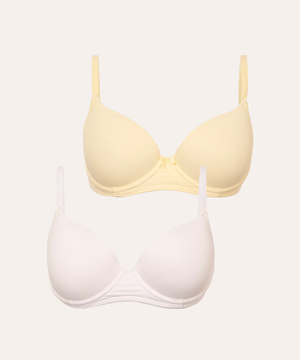 kit de 2 sutiãs meia taça canelados colorido